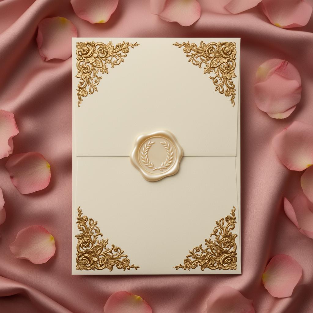 Qızılı naxışlı, mum möhürlü zərf